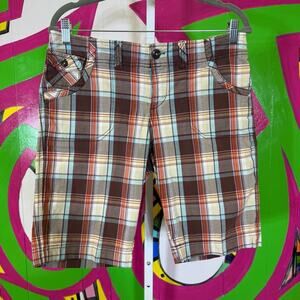 Maurices, Plaid Bermuda Shorts with Multicolor Pattern. Size 7/8. Good used cond